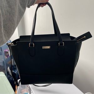 Black Kate Spade mid-size tote purse